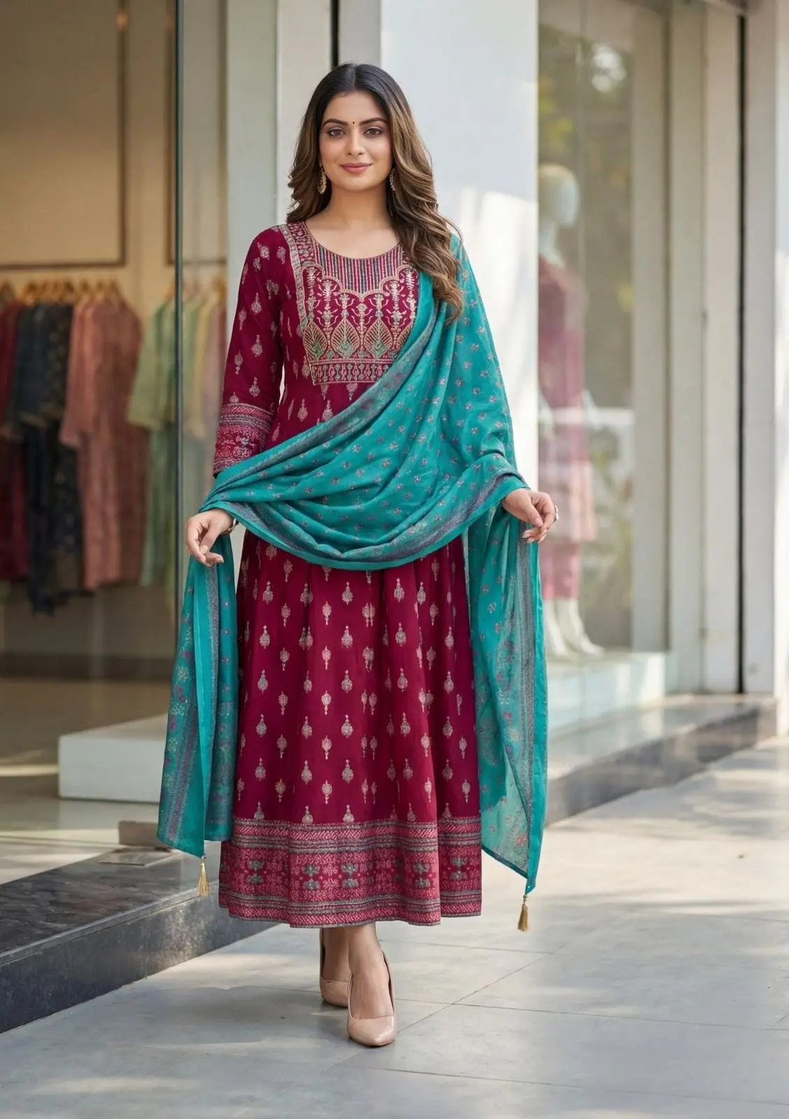 Rohini Heavy Rayon Gown with Dupatta